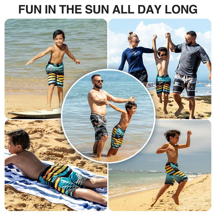 Kanu Surf Big Boys Echo Stripe Swim Trunks Aqua 14/16