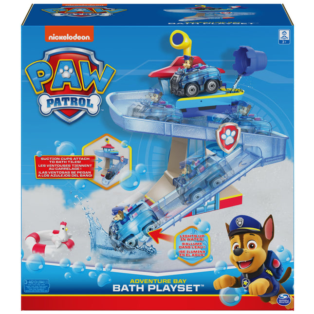 Patrulla Canina, Juego de Baño de Bahía Aventura con Vehículo de Chase que se Ilumina, Juguete de Baño para Niños de 3 Años en Adelante