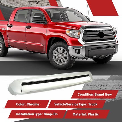 HECASA Front Hood Bulge Chrome Molding Upper Grille Bumper Silvery Platinum Style Compatible with 2014-2021 Toyota Tundra Hood Scoop Replacement for 761800C030 TO1231102 REPT133702