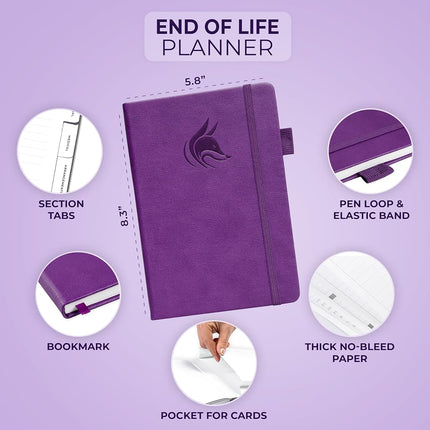 Clever Fox End of Life Planner – Guided Final Arrangements Organizer Notebook for Instructions, Beneficiary Info, Will Preparation, Last Wishes & Funeral Planning – Hardcover, A5 Size (Purple)