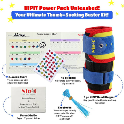 NIPIT AGE 2-7 Thumb Sucking Prevention: Pediatric dentist's top-rated choice with a motivation program. Encourages finger freedom, supporting development and uninterrupted play