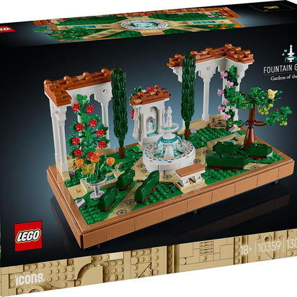 LEGO Icons Fountain Garden Building Set, Home and Office Decor Model Kit for Adults to Build, with Cypress Trees, Grapevines, Flowers and Animal Figures, Gifts for Women & Men 10359