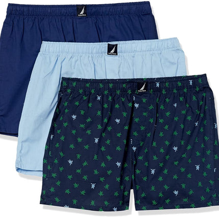 Nautica Men's Cotton Woven 3 Pack Boxer Shorts, Pe