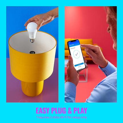 WiZ Clear 60W A19 Adjustable White Filament LED Smart Bulb - Pack of 1 - E26, Indoor - Connects to Your Existing Wi-Fi - Voice or App Control + Motion Activate - Bullet Compatible