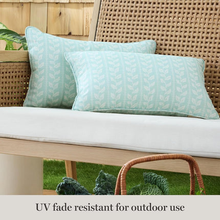 MARTHA STEWART Vineyard Vines Indoor Outdoor Decorative Pillow 2-Pack Set, UV Fade Resistant, Water Repellent, Printed Garden Design, 18"x18", Aqua Blue