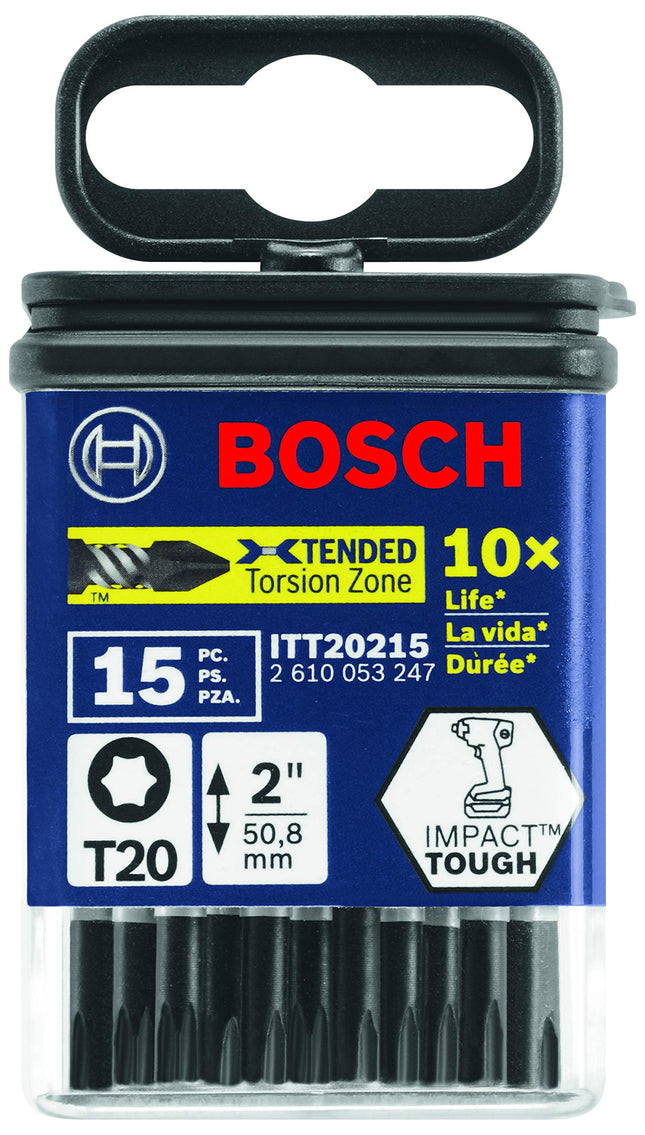 BOSCH ITT20215 15-Pack 2 in. Torx #20 Impact Tough Screwdriving Power Bits