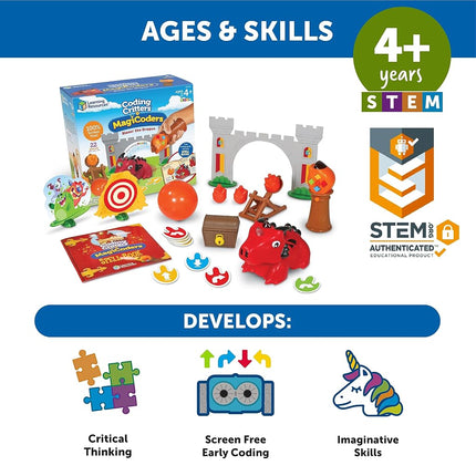Learning Resources Coding Critters MagiCoders Blazer The Dragon Coding Robot Toy STEM Play Remote Control Toys Gifts for 4 5 6 7 Year Old Kids Boys & Girls