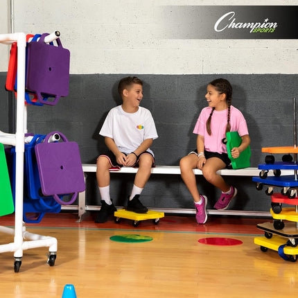 Champion Sports 12-Inch Multi-Colored Heavy Duty Plastic Scooter Boards with Handles (Set of 6)