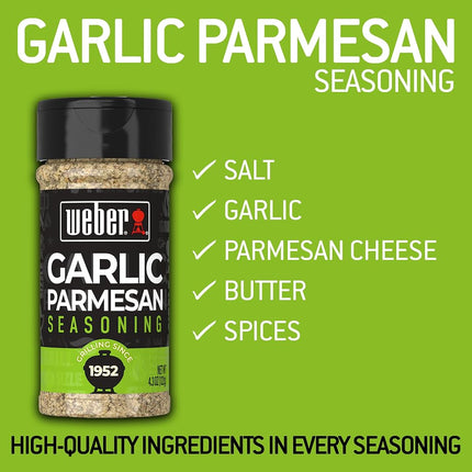 Weber Garlic Parmesan Seasoning, 4.3 Ounce Shaker