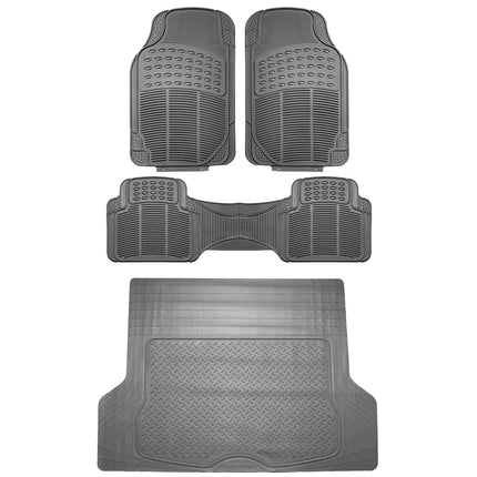 FH Group Automotive Floor Mats Climaproof for All Weather Protection Universal Fit Trimmable Heavy Duty fits Most Cars, SUVs, and Trucks, 2pc Front Set Solid Gray