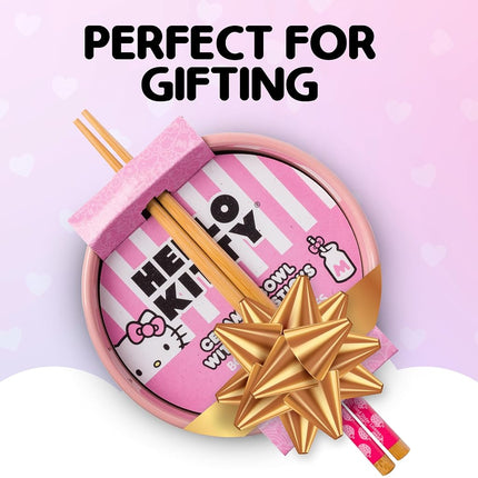 Silver Buffalo Hello Kitty Strawberry Milk 20oz Ceramic Ramen Bowl with Chopsticks
