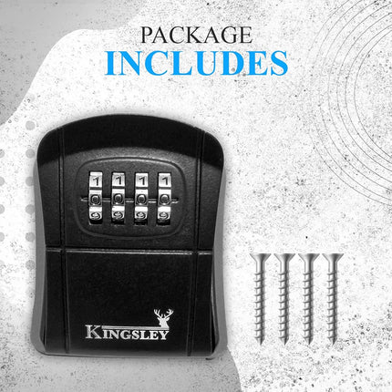Kingsley QCH-807 Key Storage Box, Wall Mounted, Resettable Code, Water Resistant Realtor Key Lock Box for AirBnB, Spare Keys, Home, Apartment