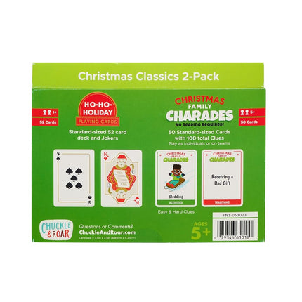Buffalo Games - Holiday Family Card Game 2 Pack - Ho Ho Holiday Cards and Family Charades - Family Game Night Staple - Ages 6 and Up