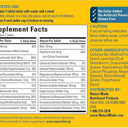 Nature Made Multi for Him 50+ Dietary Supplement Tablets 90 ea (Pack of 2)