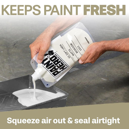 Paint Hero 8 Pack Paint Storage Bags - Airtight Refillable Quart and Gallon Pouches with Funnel