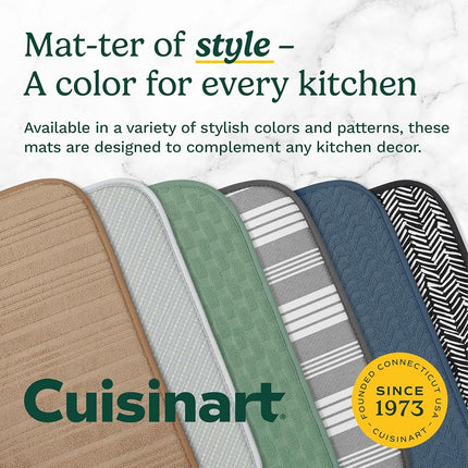 Cuisinart Alfombrillas para Secar Platos para Encimera de Cocina - (2) Alfombrillas de Secado de Platos de Cocina Ultra Absorbentes de 40.6 x 45.7 cm - Respaldo de Malla, Plegables, Lavables a Máquina, Alfombrilla de Secado Rápido (Rayas Sólidas)