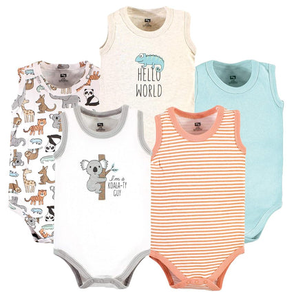 Ensembles de bodys sans manches en coton pour bébés unisexes Hudson Baby, animaux du zoo, 12-18 mois