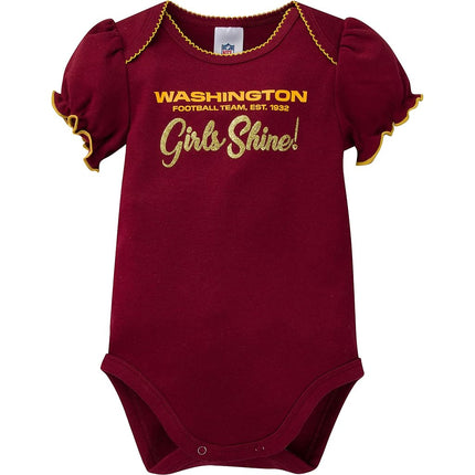 Gerber NFL Baby Girls 3 Pack Short Sleeve Bodysuit, Team Color, 6-12 Months US