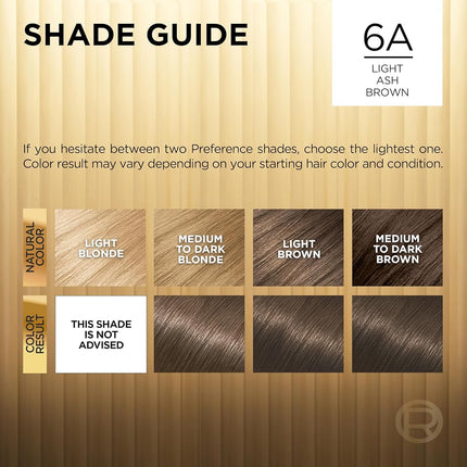 Tinte permanente L'Oréal Paris Superior Preference, 6A Castaño Claro Ceniza