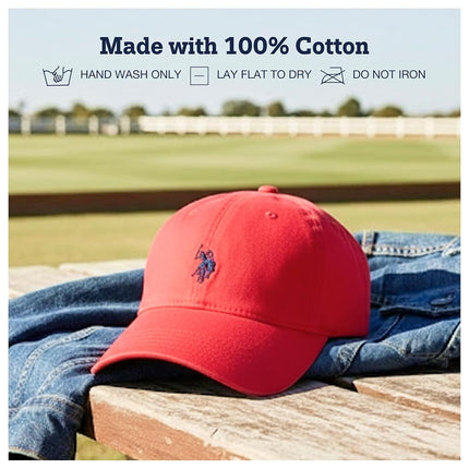 U.S. Polo Assn. Men's U.s Polo Assn. Cotton Adjustable Curved Brim With Embroidered Small Pony Logo Baseball Cap, Red, One Size UK
