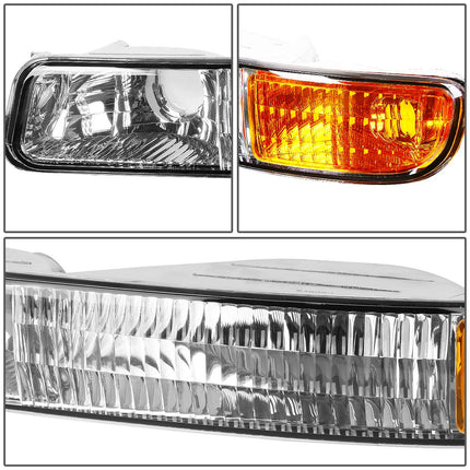 DNA Motoring HL-OEM-SIE99-4P-CH-AM Faros delanteros cromados y ámbar compatibles con Sierra Yukon 99-07