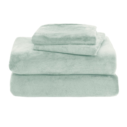 Elegant Comfort Luxuriously Soft 4-Piece Velvet Plush Flannel Sheet Set - Premium Quality - Cozy Warm, Anti-Static, Non Pilling Fuzzy Velvet Flannel Fleece Deep Pocket Sheet Set - Full, Mint Green