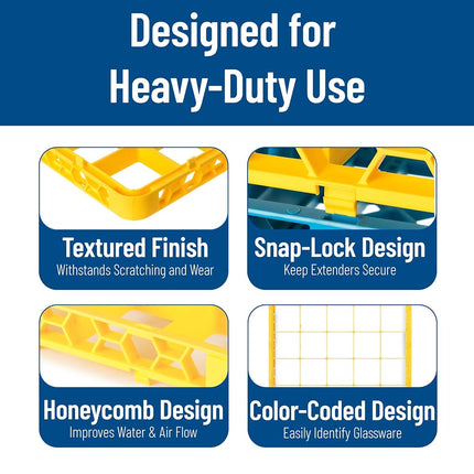 Carlisle FoodService Products OptiClean 25 Compartments (3-1/2") Divided Glass Rack Extender, Yellow