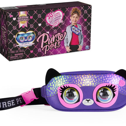 Purse Pets, Savannah Spotlight Belt Bag, Interactive Pet Toy and Crossbody Purse, over 30 Sounds and Light Effects, Kids Toys for Ages 5 and up