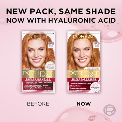 L'Oréal Paris Excellence Créme Permanent Hair Color, 8RB Medium Reddish Blonde