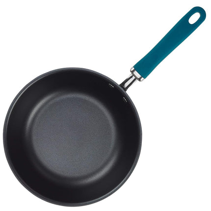 Rachael Ray Create Delicious Hard Anodized Nonstick Saute/All Purpose Pan with Lid, 3 Quart, Gray with Teal Handles