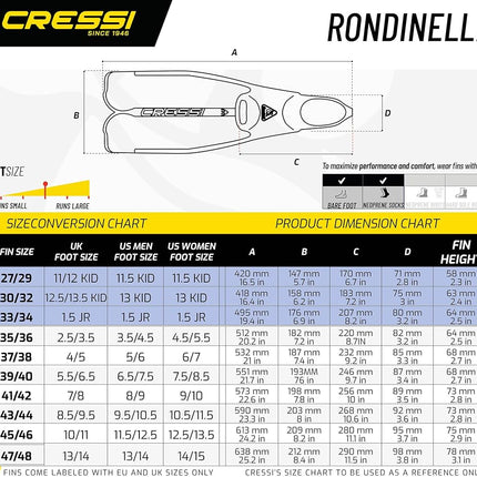 Cressi Rondinella, Black, 41/42, us Man 8/9 | us Lady 9/10 | EU 41/42