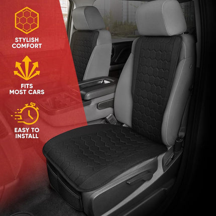 Motor Trend LuxeFit Black Seat Covers for Cars Trucks Van SUV (2 Pack), Premium Faux Leather Car Seat Covers, Easy to Install Automotive Seat Covers with Storage Pockets, Fits Most Vehicles