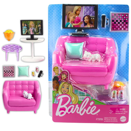 Barbie Indoor Furniture Playset, Living Room Inclu
