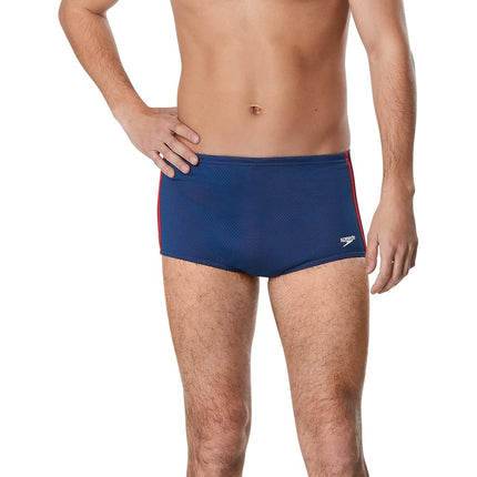 Speedo Men's Swimsuit Square Leg Poly Mesh Training Suit Navy/Red