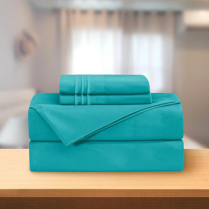 Elegant Comfort 4 Piece 1500 Thread Count Luxury Silky Soft Egyptian Quality Coziest Sheet Set, Queen, Teal Blue