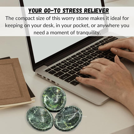 Amazing Gemstone Green Jade Worry Stone Crystals and Healing Stones - Worry Stones for Stress Relief Gift - Piedra Crystal Fidget for Meditation, Relaxation - Unique Stocking Stuffers & Birthday Gifts