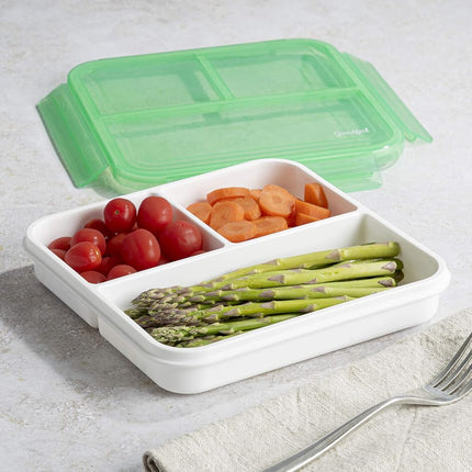 Goodful Reusable Lunch Container with 3 Compartments, BPA-Free, Leak-Proof Lid, Easy to Open and Close, Microwave Safe, Dishwasher Safe