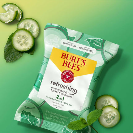 Burt's Bees Sensitive Facial Cleansing Towelettes with Cucumber and Mint - 30 Count (Pack of 3)
