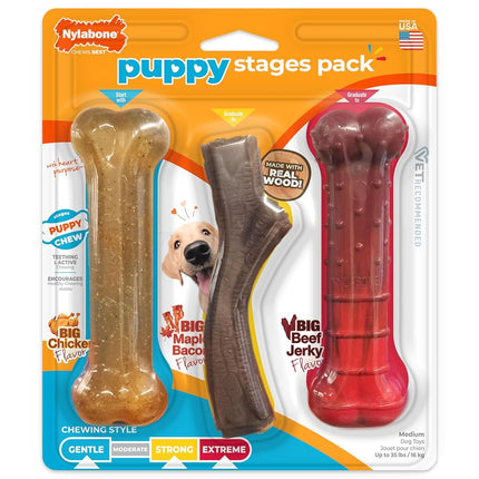 Nylabone Puppy Stages Dog Chew Toy Pack - Puppy Ch