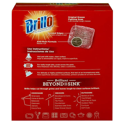 Brillo Steel Wool Soap Pads, Long Lasting, Original Scent Cleaning, 18 Count (Original, 18 Count (Pack of 1))
