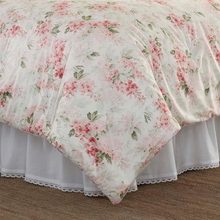 Laura Ashley Wisteria Bedding Set, Cotton, Pink/Green/Off White, Twin