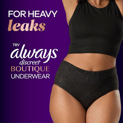 Always Discreet Boutique, Incontinence & Postpartum Pads for Women, Size 6, Extra Heavy Absorbency, Long Length, 20 Count x 2 Pack (40 Count Total)