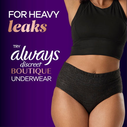 Always Discreet Boutique, toallas femeninas para incontinencia y posparto, talla 6, absorbencia extra fuerte, longitud larga, 20 unidades x 2 paquetes (40 unidades en total)