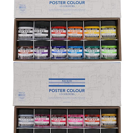 Knicker PC40ML24N Watercolor Paint, Poster Color, Set of 24 Colors, 1.4 fl oz (40 ml)