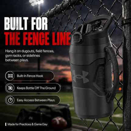 Under Armour Half Gallon Water Bottle Insulated, 64oz Insulated Water Bottle with Handle, Sports Water Jug, Fence Hook, Leak Resistant, for Baseball, Football & More