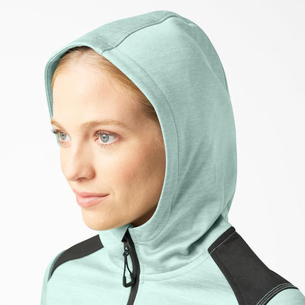 Dickies Womens Smooth Face Full Zip Hoodie, Blue Surf Heather, X-Large