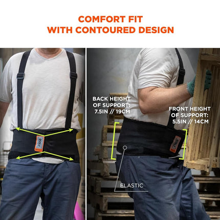 Ergodyne ProFlex 1650 Back Support Belt, 7.5" Elastic, Adjustable, Removeable Straps, 4XL