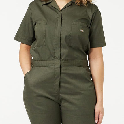 Dickies Women's Short Sleeve Flex Coverall, Moss, X-Small, Moss V1, X-Small