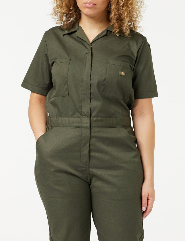 Dickies Women's Short Sleeve Flex Coverall, Moss, X-Small, Moss V1, X-Small