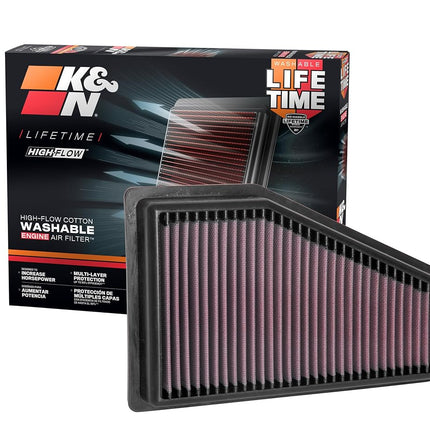 Filtro de aire de motor K&N: Alto rendimiento, premium, lavable, filtro de repuesto: Compatible con Jeep Cherokee 2019, 3.2L V6 y 2.4L L4, 33-5089